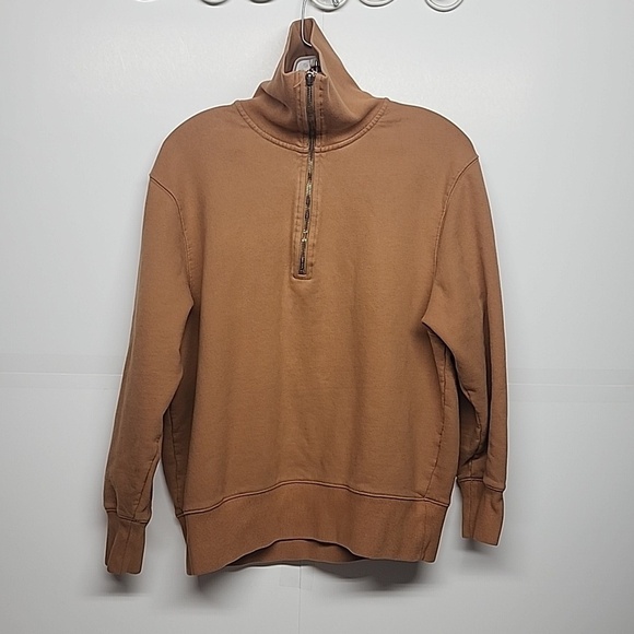 Thakoon Tops - THAKOON 100%cotton quality quarter zip pullover sweatshirt brown sz L